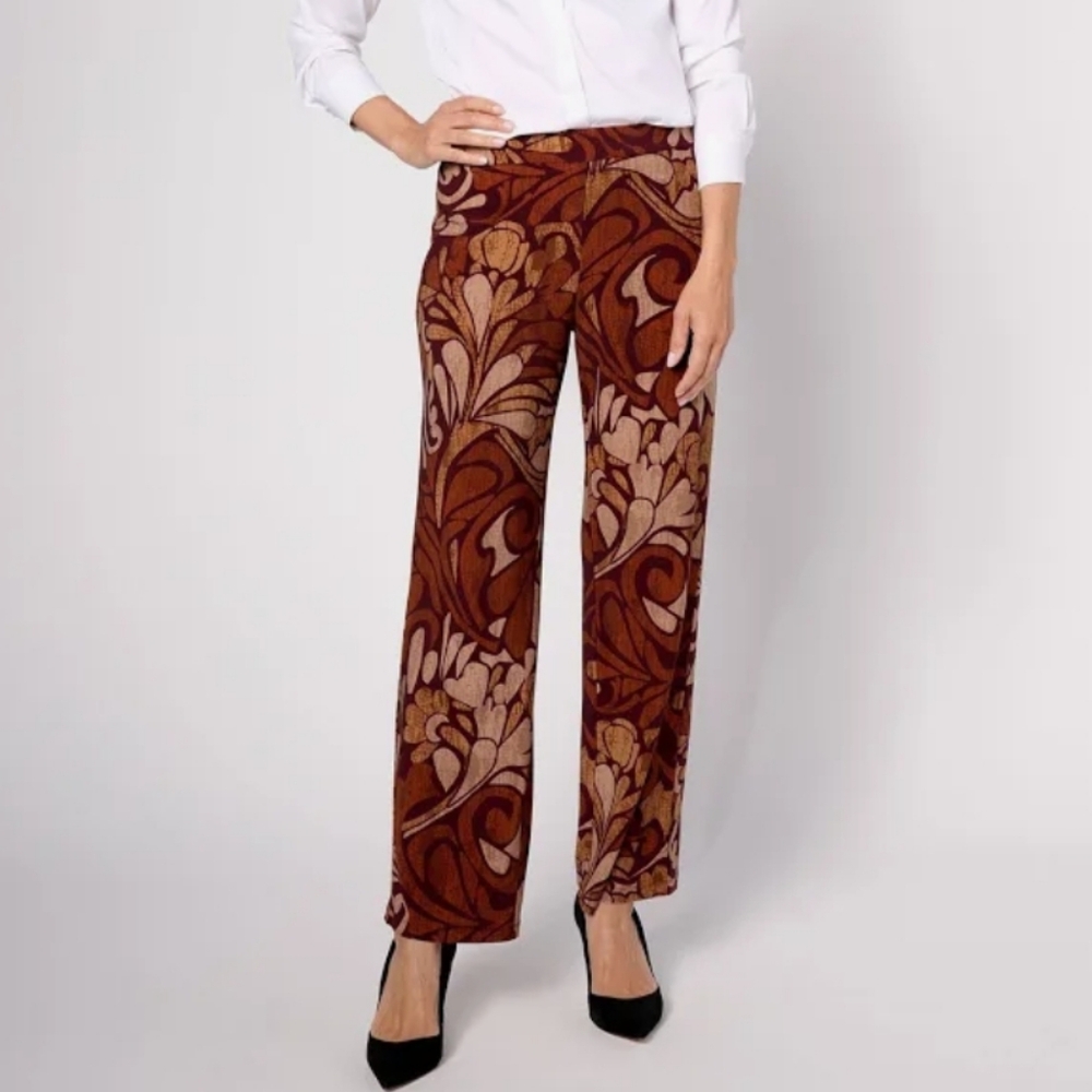 Dennis Basso Printed Knit Pull-On Pants